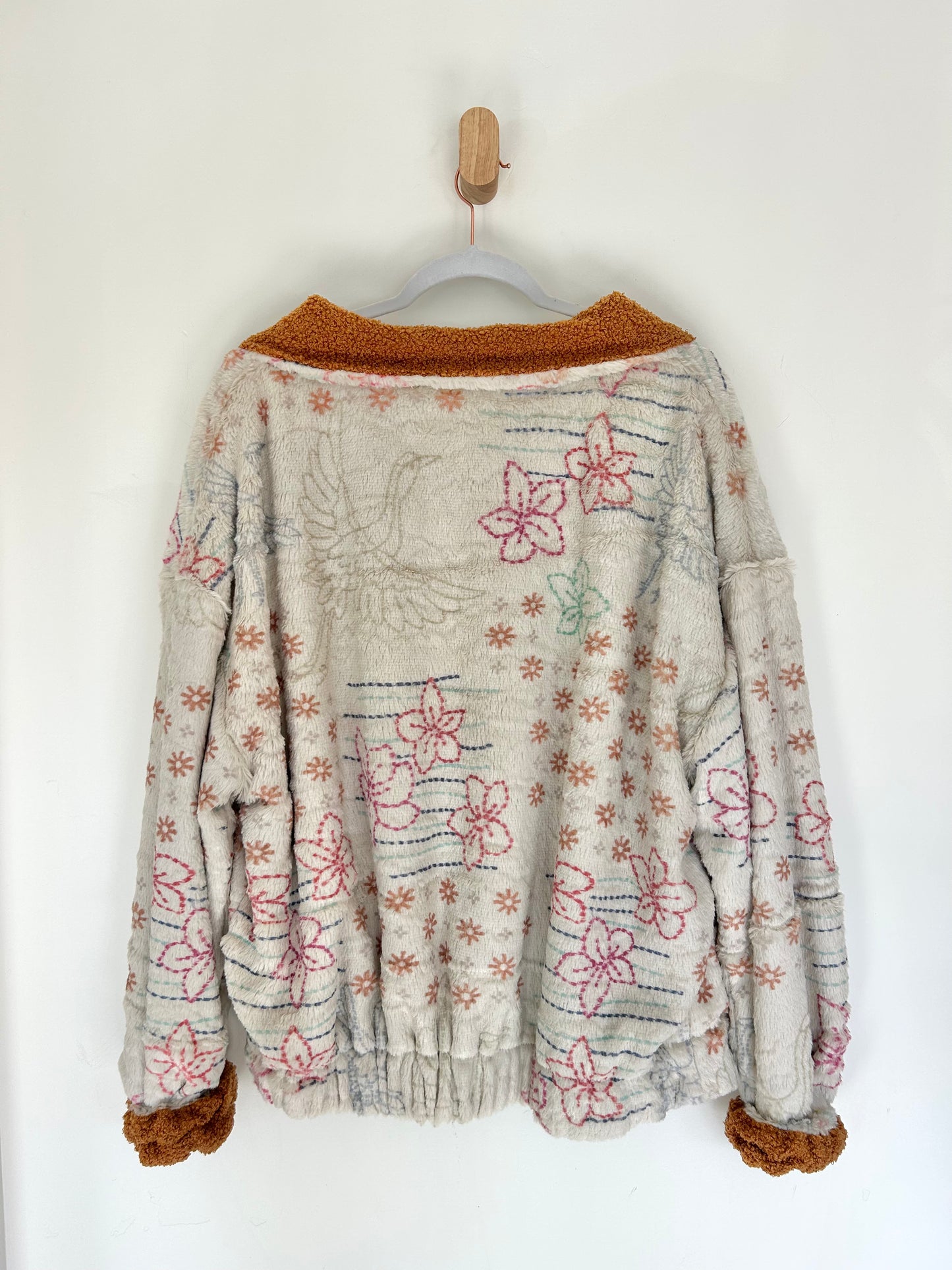 Brown Botanical Birds Reversible Jacket