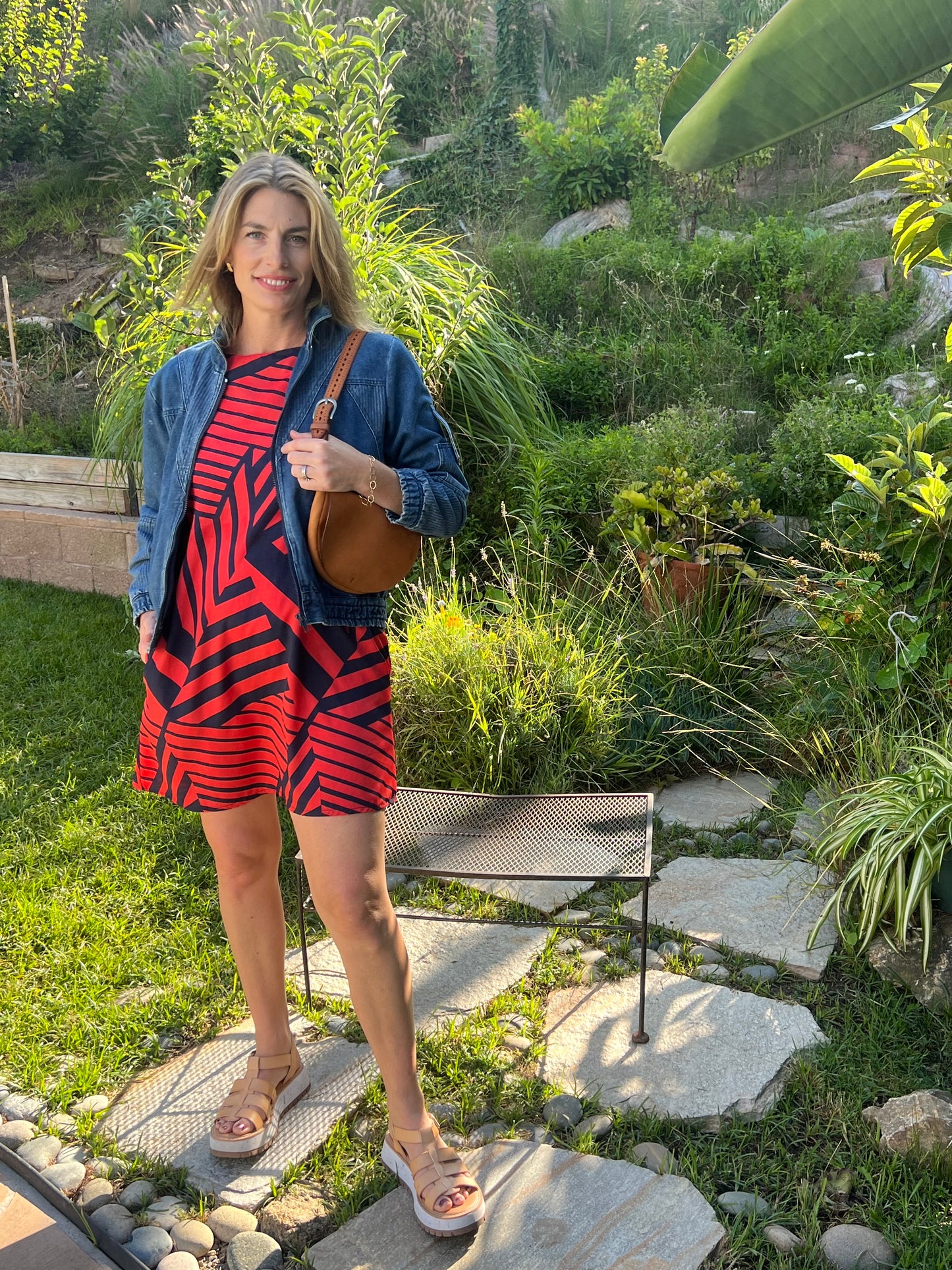 Red/navy graphic Kennedy dress