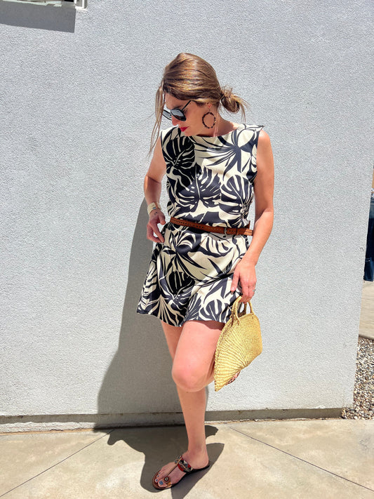 B&W Tropical Kennedy Dress